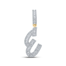  14k Yellow Gold Mens Baguette Diamond E Initial Letter Charm Pendant 3/4 Cttw