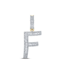  14k Yellow Gold Mens Baguette Diamond F Initial Letter Charm Pendant 3/4 Cttw