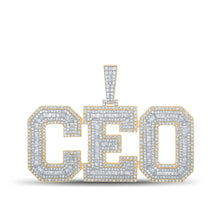  14k Yellow Gold Mens Baguette Diamond CEO Charm Pendant 6-3/4 Cttw
