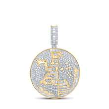  14k Yellow Gold Mens Baguette Diamond Earth Globe Charm Pendant 7-3/4 Cttw