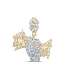  14k Yellow Gold Mens Round Diamond Money Fist Charm Pendant 2-5/8 Cttw