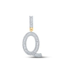  14k Yellow Gold Mens Baguette Diamond K Initial Charm Pendant 3/4 Cttw