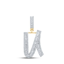  14k Yellow Gold Mens Baguette Diamond U Initial Letter Charm Pendant 7/8 Cttw