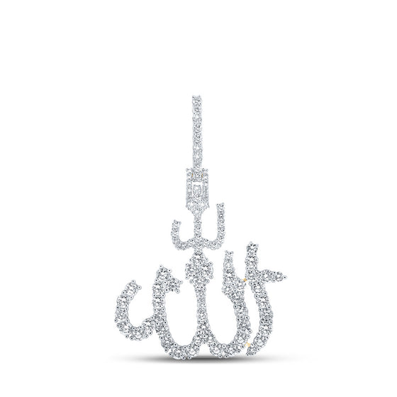 14k Yellow Gold Mens Round Diamond Allah Islam Charm Pendant 2 Cttw