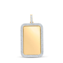  14k Yellow Gold Mens Round Diamond Dog Tag Memory Charm Pendant 2 Cttw