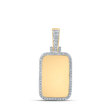  14k Yellow Gold Mens Round Diamond Dog Tag Memory Charm Pendant 1/3 Cttw