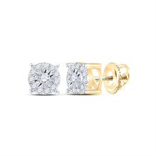  14k Yellow Gold Womens Round Diamond Cluster Earrings 1/5 Cttw