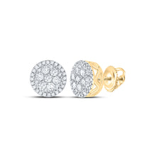  14k Yellow Gold Round Diamond Cluster Earrings 3/8 Cttw