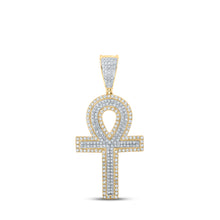  14k Two-tone Gold Mens Round Diamond Cross Charm Pendant 7/8 Cttw