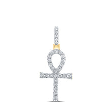 14k Yellow Gold Mens Round Diamond Ankh Charm Pendant 1/2 Cttw