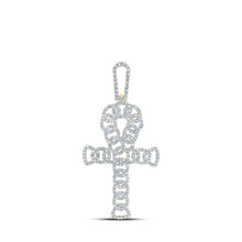  14k Yellow Gold Mens Round Diamond Ankh Charm Pendant 7/8 Cttw