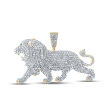  14k Yellow Gold Mens Round Diamond Lion Charm Pendant 5-1/2 Cttw