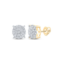  14k Yellow Gold Round Diamond Cluster Earrings 5/8 Cttw