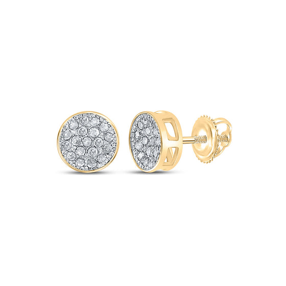 14k Yellow Gold Round Diamond Cluster Earrings 1/6 Cttw