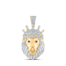  14k Yellow Gold Mens Round Diamond Lion Crown Charm Pendant 2 Cttw