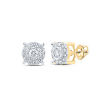  14k Yellow Gold Round Diamond Cluster Earrings 1/3 Cttw