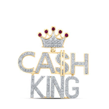  14k Yellow Gold Mens Round Diamond Cash King Crown Charm Pendant 3-3/4 Cttw