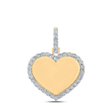  14k Yellow Gold Mens Round Diamond Memory Heart Charm Pendant 1/10 Cttw