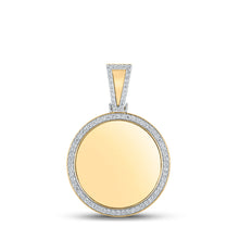  14k Yellow Gold Mens Round Diamond Picture Memory Circle Charm Pendant 1-1/2 Cttw