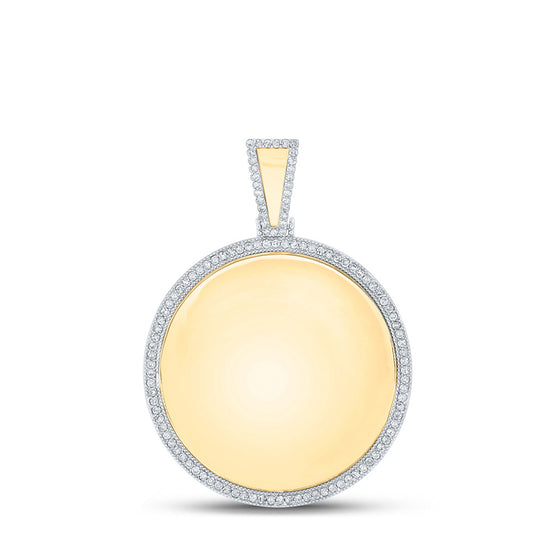 14k Yellow Gold Mens Round Diamond Memory Circle Charm Pendant 7/8 Cttw
