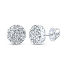  14k White Gold Round Diamond Cluster Earrings 5/8 Cttw
