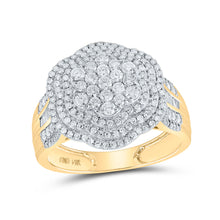  14k Yellow Gold Mens Round Diamond Cluster Ring 1-1/2 Cttw