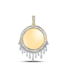  14k Yellow Gold Mens Baguette Diamond Drip Circle Charm Pendant 1-7/8 Cttw