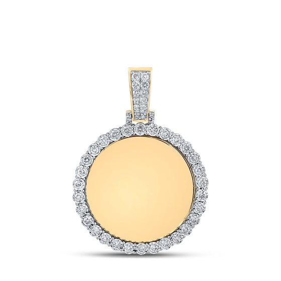 14k Yellow Gold Mens Round Diamond Memory Circle Charm Pendant 3/4 Cttw