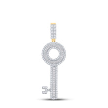  14k Yellow Gold Womens Baguette Diamond Key Pendant 1 Cttw