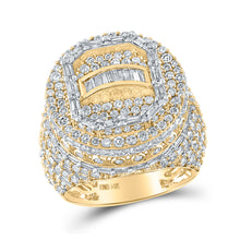  14k Yellow Gold Mens Baguette Diamond Elevated Circle Ring 5-1/4 Cttw
