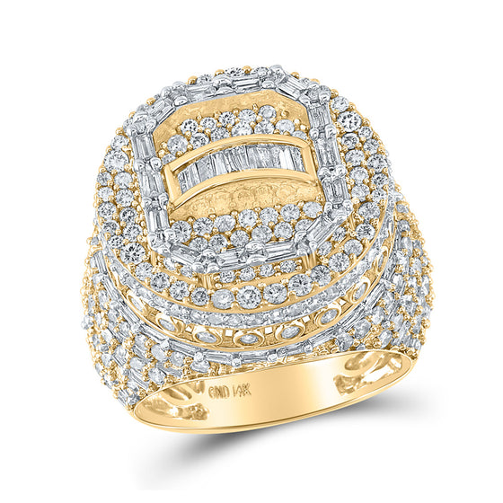 14k Yellow Gold Mens Baguette Diamond Elevated Circle Ring 5-1/4 Cttw