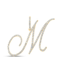  14k Yellow Gold Womens Round Diamond M Initial Letter Pendant 7/8 Cttw