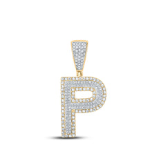  14k Two-tone Gold Mens Round Diamond P Initial Letter Charm Pendant 3/4 Cttw