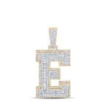  14k Two-tone Gold Mens Baguette Diamond E Initial Letter Charm Pendant 2 Cttw