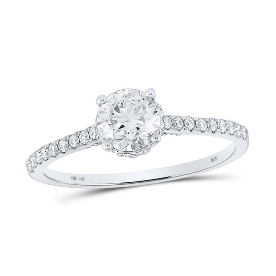 14k White Gold Round Diamond Solitaire Bridal Wedding Engagement Ring 1 Cttw