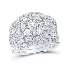  14k White Gold Round Diamond Bridal Wedding Ring Band Set 3-3/4 Cttw