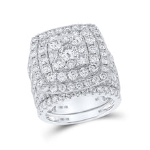  10k White Gold Round Diamond Halo Bridal Wedding Ring Band Set 6 Cttw