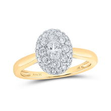  14k Yellow Gold Oval Diamond Halo Bridal Wedding Engagement Ring 3/4 Cttw