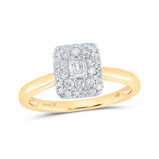 14k Yellow Gold Emerald Diamond Halo Bridal Wedding Engagement Ring 1/2 Cttw