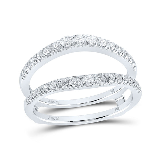 14k White Gold Womens Round Diamond Wrap Enhancer Wedding Band 1/2 Cttw