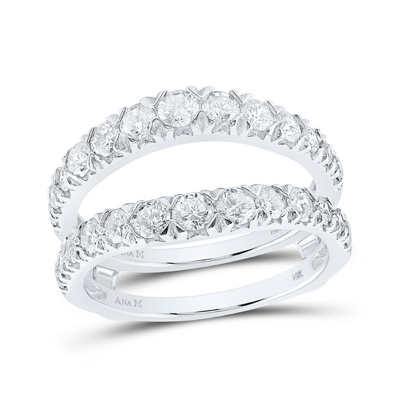 14k White Gold Womens Round Diamond Wrap Enhancer Wedding Band 1-1/2 Cttw