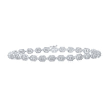  10k White Gold Mens Baguette Diamond Geometric Link Bracelet 3 Cttw