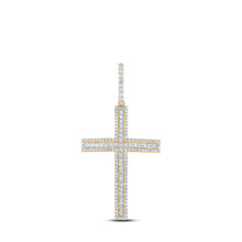  10k Yellow Gold Mens Round Diamond Cross Charm Pendant 4 Cttw