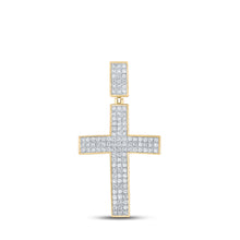  10k Yellow Gold Mens Round Diamond Cross Charm Pendant 2 Cttw
