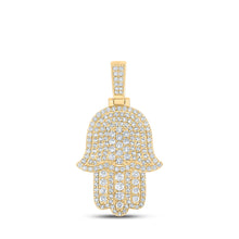  10k Yellow Gold Mens Round Diamond Hamsa Charm Pendant 2 Cttw
