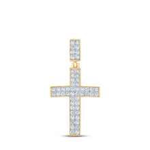  10k Yellow Gold Mens Round Diamond Cross Charm Pendant 1 Cttw