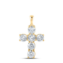  10k Yellow Gold Womens Round Diamond Cross Pendant 2-3/8 Cttw