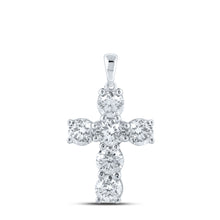  10k White Gold Womens Round Diamond Cross Pendant 2-3/8 Cttw