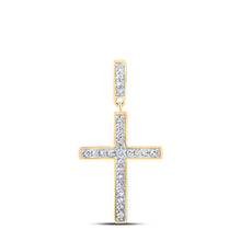  10k Yellow Gold Womens Round Diamond Cross Pendant 1/5 Cttw