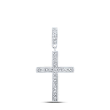  10k White Gold Womens Round Diamond Cross Pendant 1/5 Cttw